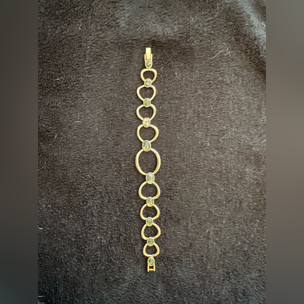 Monet Gold and Gray/Green Stone Bracelet